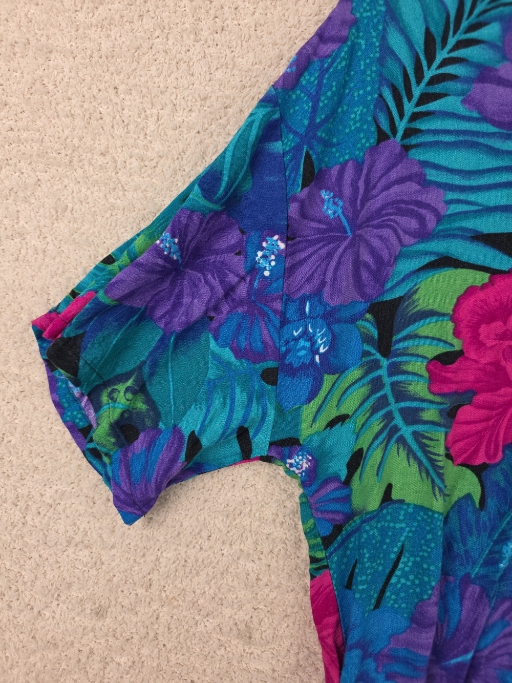 Vintage Michele Leslie of California Tropical Floral Aloha Button Down Shirt - Picture 8 of 13